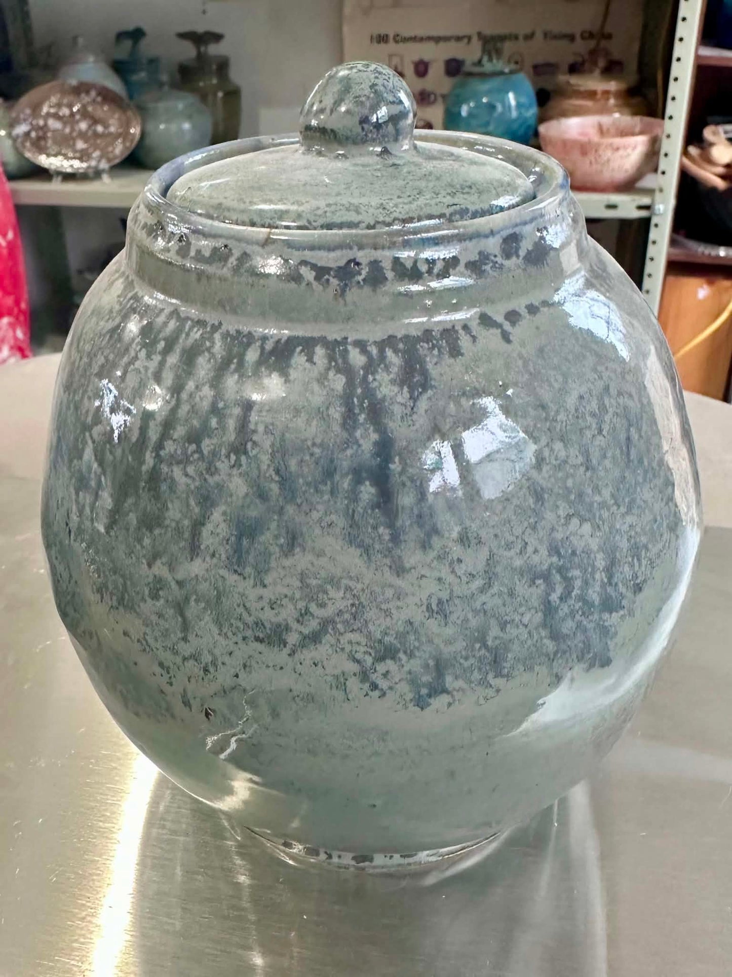 Snow Storm Blue Jar