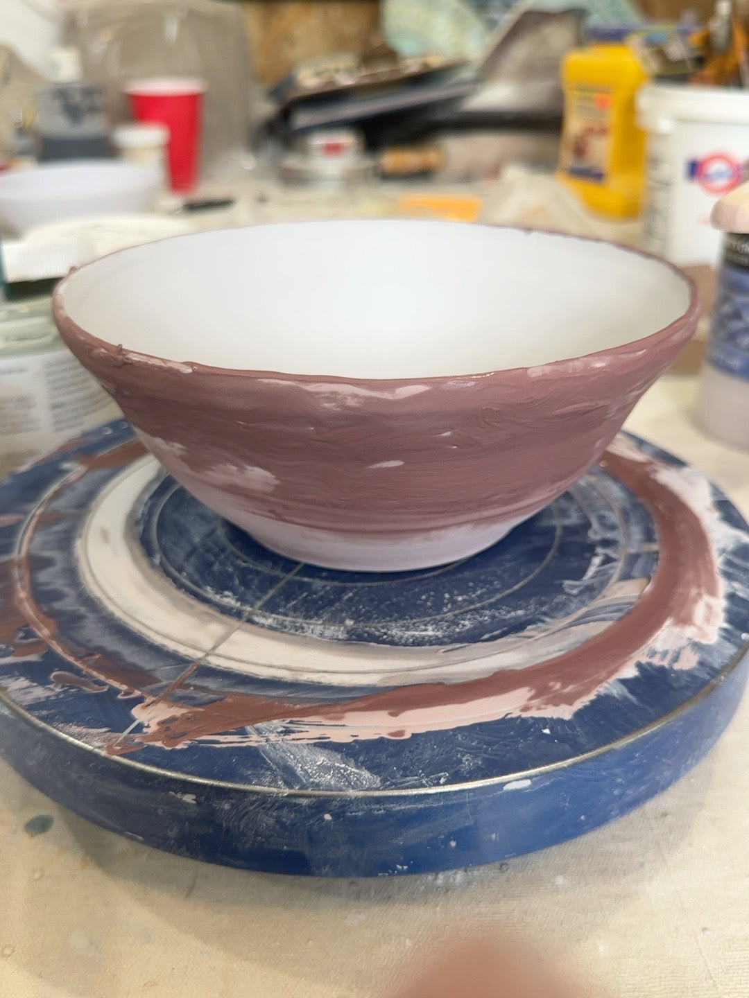 HCP-010 pre-fire glaze: Obsidian base with Blue Rutile on the exterior