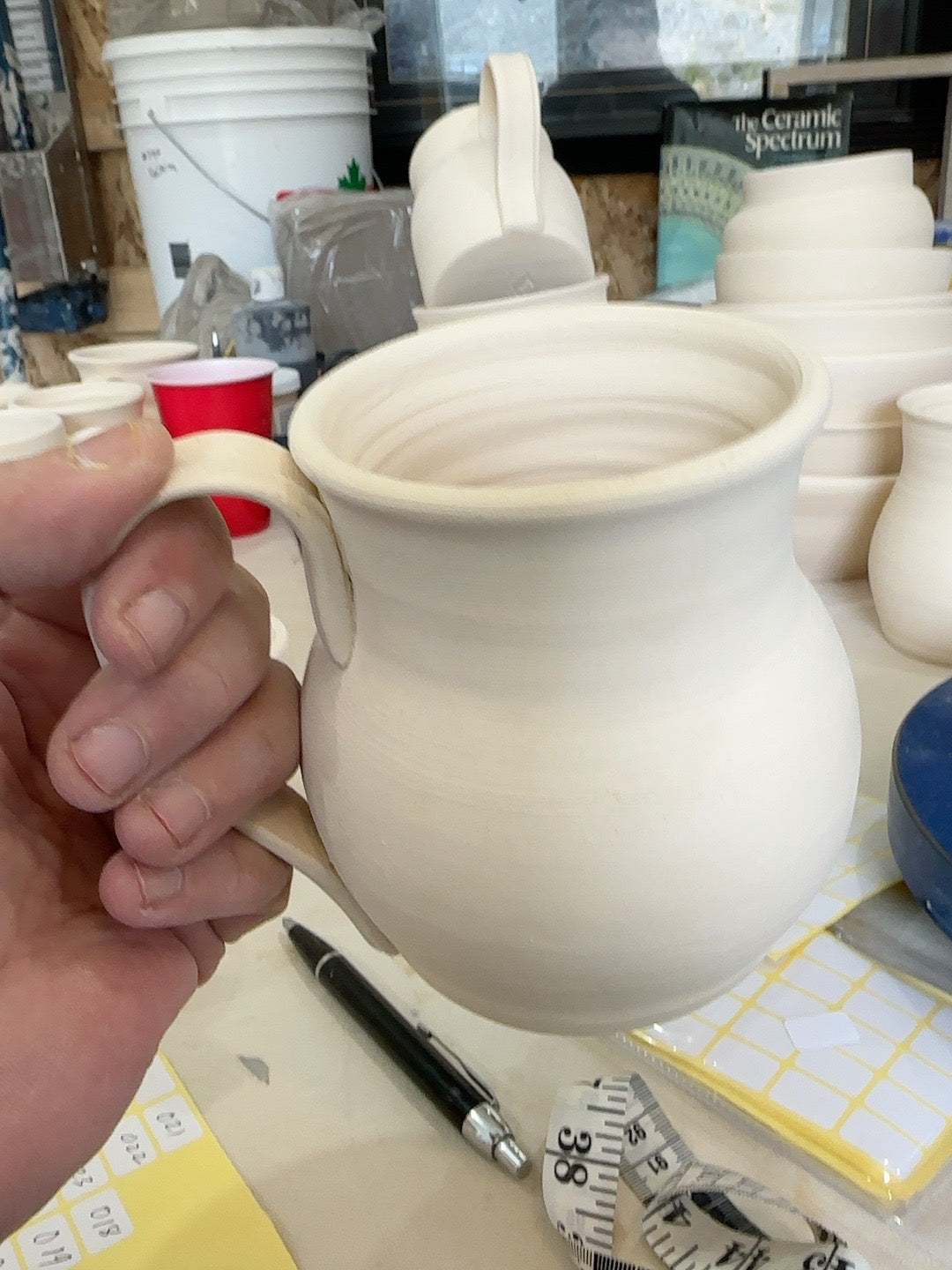 Studio Piece 017 bisque mug handle grip and profile