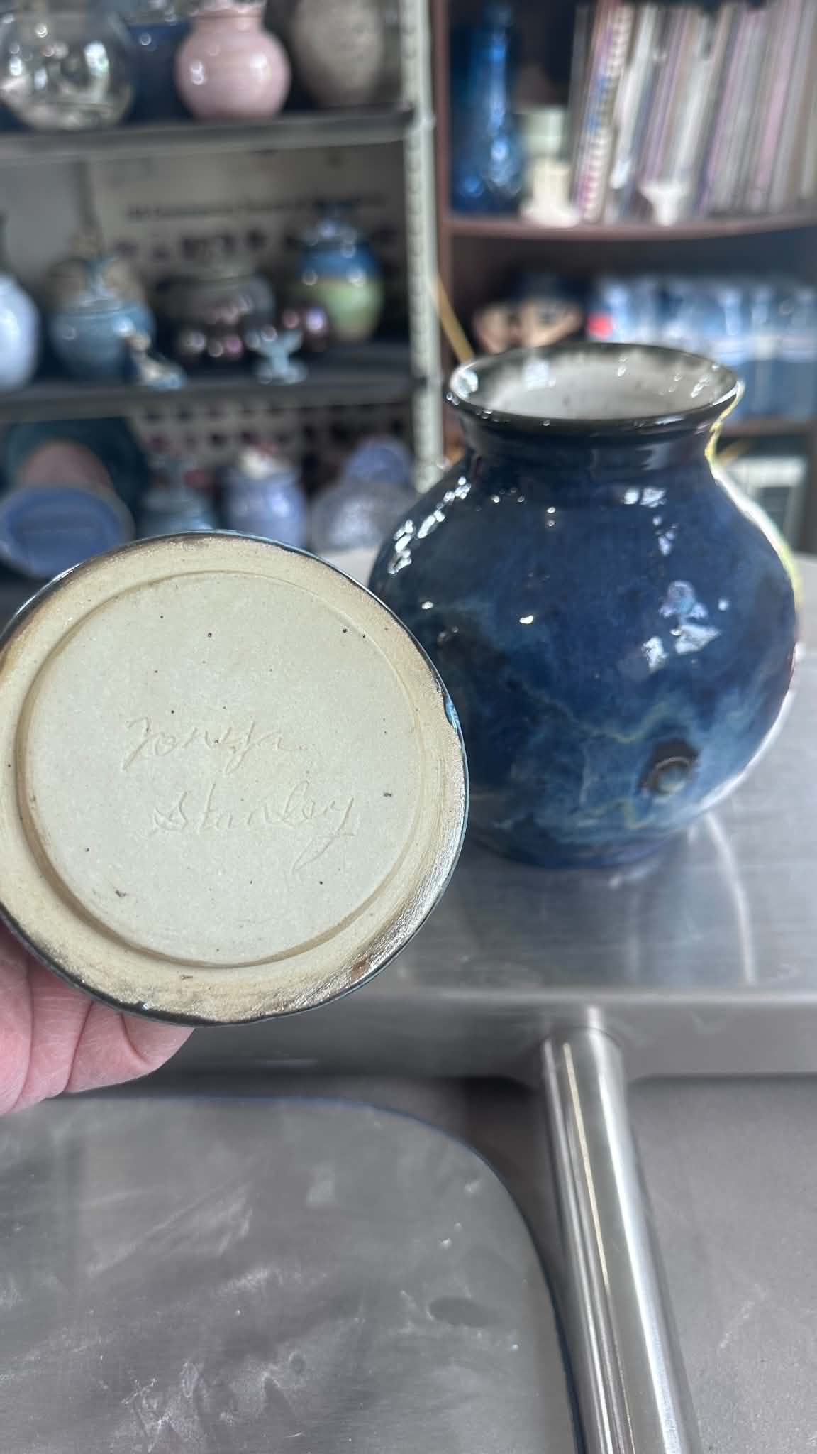 Blue Jigger Sculpted Lidded Jar