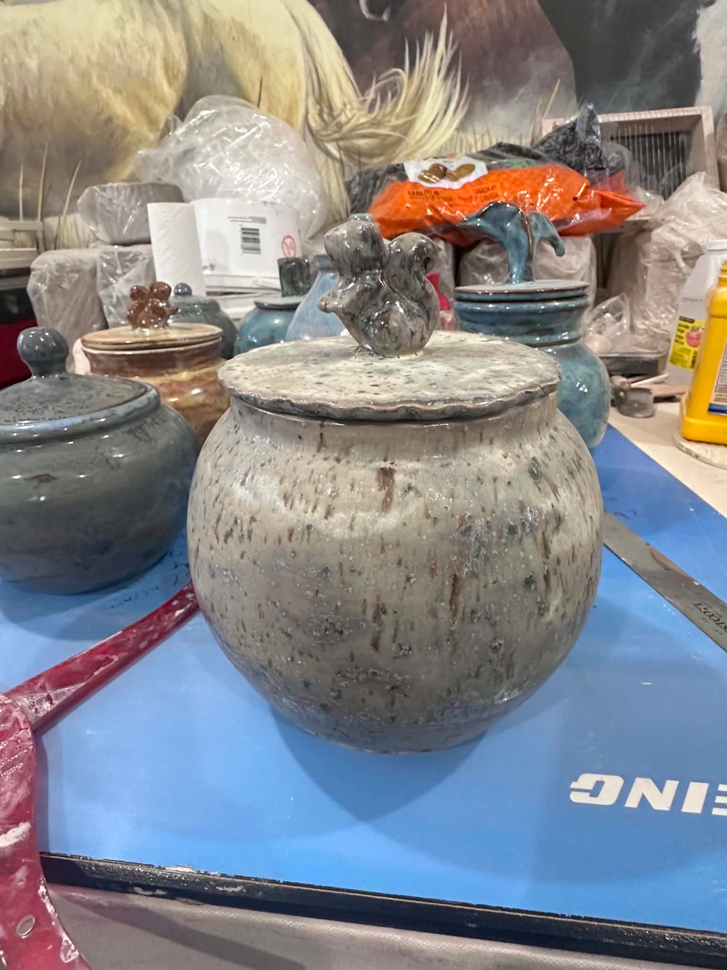 Lichen Rock Sculpted Lid Jar