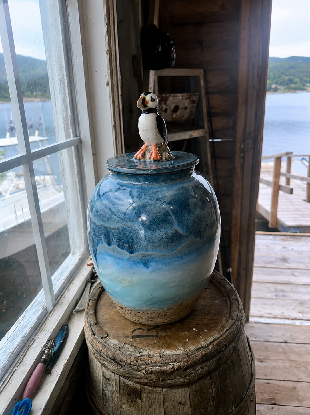 The Harbor Puffin | Puffin Lidded Stoneware Jar AA